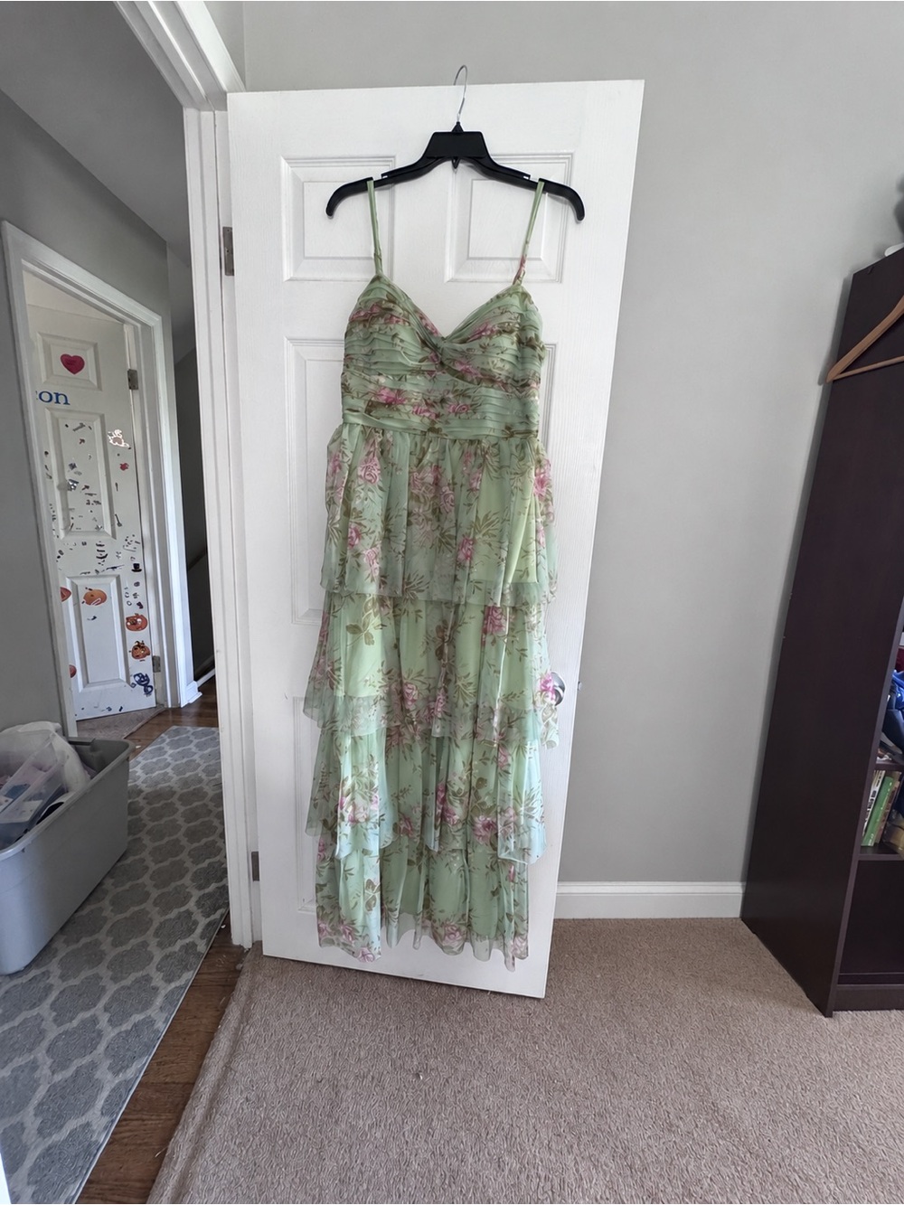 City Studio Sage Green Floral Tiered Maxi Dress